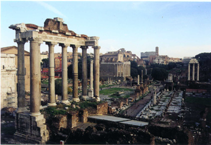 Temple of Saturn with Forum in Background