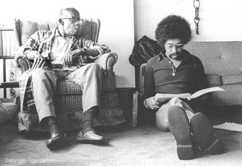 Oggi Ogburn reading to the then blind Chancellor Williams