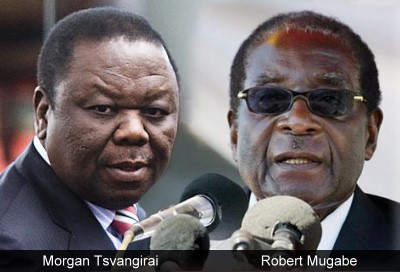 Morgan Tsvangirai and Robert Mugabe